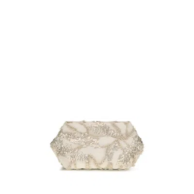 Brunello Cucinelli Sequin-embroidered Silk Organza Clutch In Beige
