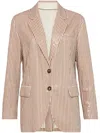 Brunello Cucinelli Linen Sequin-stripe Blazer In Neutrals