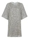 Brunello Cucinelli Sequinned Embroidered Mini Dress In Gray