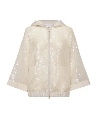 Brunello Cucinelli Hoodie Mit Pailletten In Neutrals