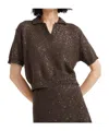 Brunello Cucinelli Sequinned Polo Top In Brown