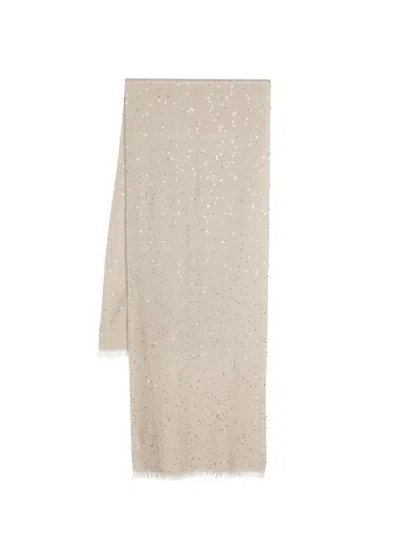 Brunello Cucinelli Sequinned Scarf In Neutrals
