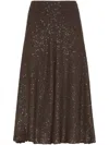 Brunello Cucinelli Texture Dazzling Midi Skirt With Sequined Finish In Brown