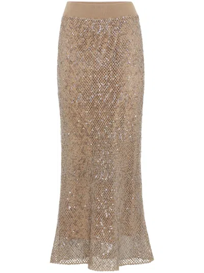 Brunello Cucinelli Rock Mit Pailletten In Nude
