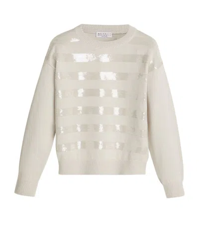 Brunello Cucinelli Kids' Sequinned Sweater (4-12 Years) In White