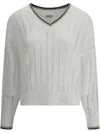 Brunello Cucinelli Sequins-embellished Sweater In White
