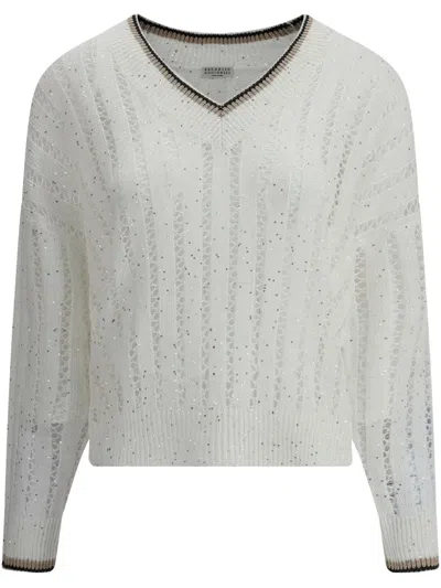 Brunello Cucinelli Sequins-embellished Sweater In White