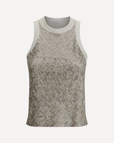 Brunello Cucinelli Sequins Top In Gray