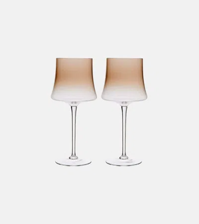 Brunello Cucinelli Set Of 2 Murano Glass Wine Glasses In Brown