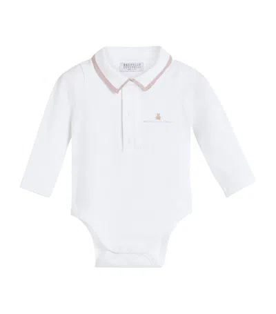 Brunello Cucinelli Babies' Set Of 2 Stretch-cotton Bodysuits (3-24 Months) In White