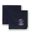 Brunello Cucinelli Set Of 2 Terrycloth Hand Towels (30cm X 30cm) In Navy Blue