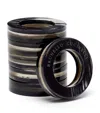 Brunello Cucinelli Set Of 6 Buffalo Horn Napkin Rings In Blwh Black White