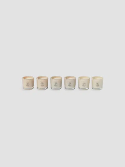Brunello Cucinelli Set Of Six Place Card Candles In Glass Holders With Logo In Animal Print