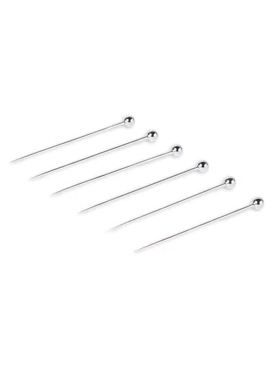 Brunello Cucinelli Set Of Six Silver Plated Steel Cocktail Picks In Gray