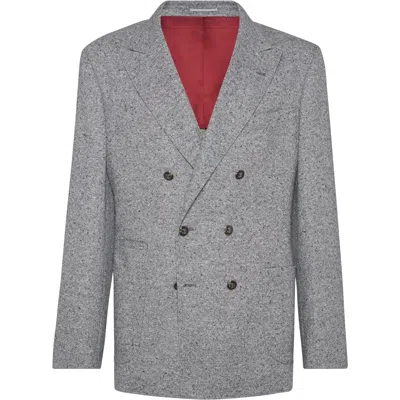 Brunello Cucinelli Sharkskin Blazer In Gray