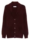 Brunello Cucinelli Button-front Shawl-collar Cardigan In Burgundy