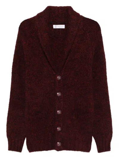 Brunello Cucinelli Button-front Shawl-collar Cardigan In Multi