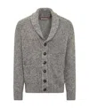 Brunello Cucinelli Shawl-collar Button-up Cardigan In Gray