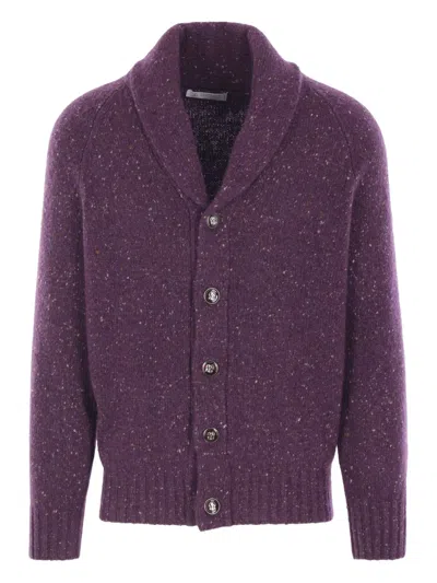Brunello Cucinelli Shawl-collar Cardigan In Purple
