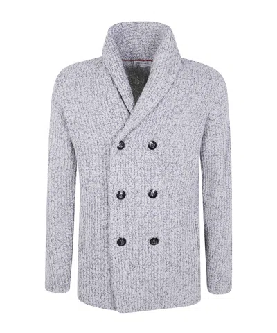 BRUNELLO CUCINELLI SHAWL-COLLAR DOUBLE-BREASTED CARDIGAN
