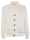 Brunello Cucinelli Men's Buttoned Cotton Rib Cardigan In White