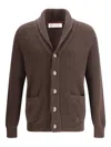 Brunello Cucinelli English Ribbed Knit Cardigan In Brown