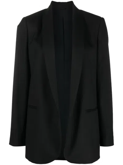 Brunello Cucinelli Shawl Lapels Open-front Blazer In Black