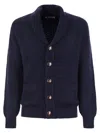 Brunello Cucinelli Sciallato Cotton Knit Cardigan In Blue