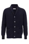 Brunello Cucinelli Shawl-collar Ribbed Cotton Cardigan In Blue