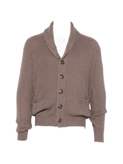 Brunello Cucinelli Shawl-collar Cardigan In Brown