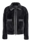 Brunello Cucinelli Grey Shearling Jacket With Two Front Welt Pockets With Zip In Fur Woman