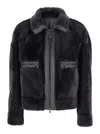 Brunello Cucinelli Grey Shearling Jacket With Two Front Welt Pockets With Zip In Fur Woman