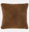Brunello Cucinelli Shearling And Leather Cushion In Visone