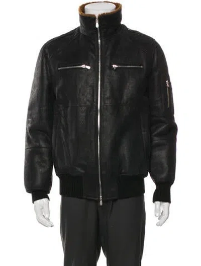 Pre-owned Brunello Cucinelli Shearling Bomber Jacket In Black