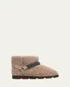Brunello Cucinelli Shearling Bootie With Monili Strap Detailing In Brown