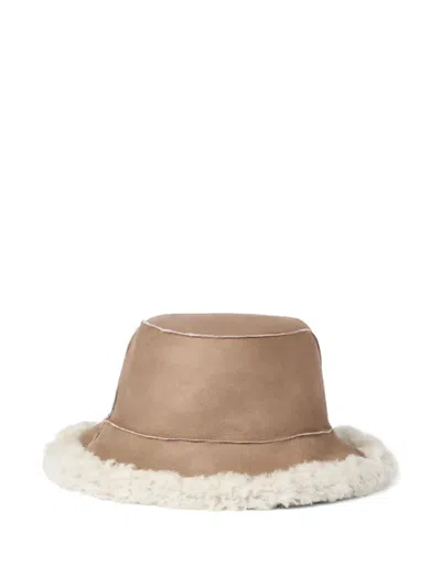 Brunello Cucinelli Shearling Bucket Hat In Brown