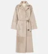 Brunello Cucinelli Reversible Shearling Coat With Shiny Detailing In Beige