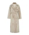 Brunello Cucinelli Reversible Shearling Coat With Shiny Detailing In Nude