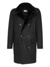 Brunello Cucinelli Shearling-collar Double-breasted Coat In Black