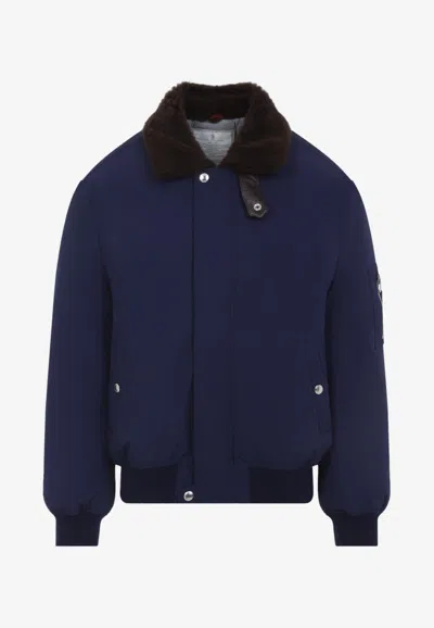 BRUNELLO CUCINELLI SHEARLING COLLAR DOWN JACKET