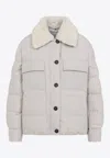 Brunello Cucinelli Shearling-collar Down Jacket In Neutral