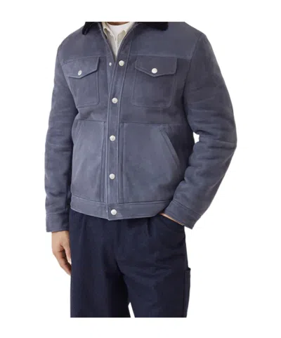 Brunello Cucinelli Shearling-collar Flap-pocket Jacket In Black