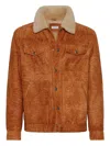 Brunello Cucinelli Shearling-collar Jacket In Brown
