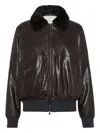 Brunello Cucinelli Leather Jacket In Brown