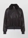 Brunello Cucinelli Shearling Collar Leather Jacket