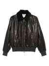 Brunello Cucinelli Shearling Collar Leather Jacket Women