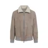 Brunello Cucinelli Shearling-collared Taupe Jacket In Pink