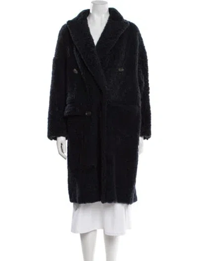 Pre-owned Brunello Cucinelli Shearling Fur Coat W/ Tags In Blue
