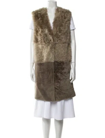 Pre-owned Brunello Cucinelli Shearling Fur Coat W/ Tags In Brown