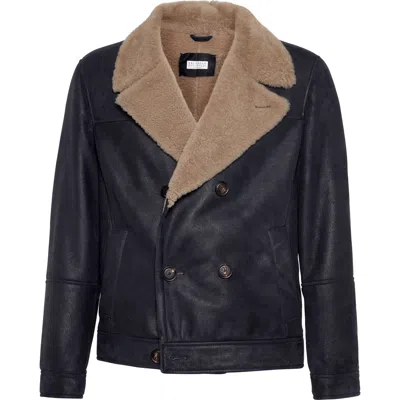 Brunello Cucinelli Shearling Jacket In Black